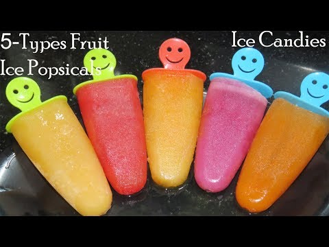 5-Fruit Ice Popsicles-Homemade Ice Candies-How to make Ice Candy-Ice pop Recipe-Ice sticks-Icecream