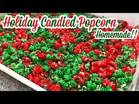 HOLIDAY CANDIED POPCORN RECIPE EASY | CANDY COATED POPCORN HOMEMADE