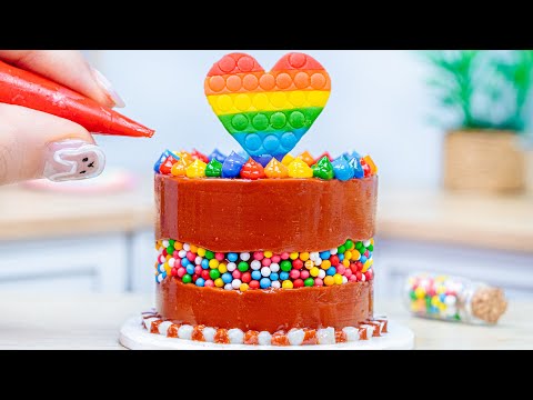 Rainbow Chocolate Cake |🌈 Miniature Chocolate Cake Decorated With Rainbow Heart | Lotus Media