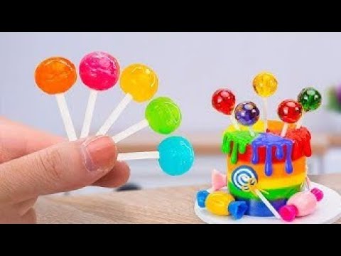 Tasty Fruits Lollipop Candy _ Coolest Miniature Rainbow Ice Cream Recipe _ Mini Cakes Making